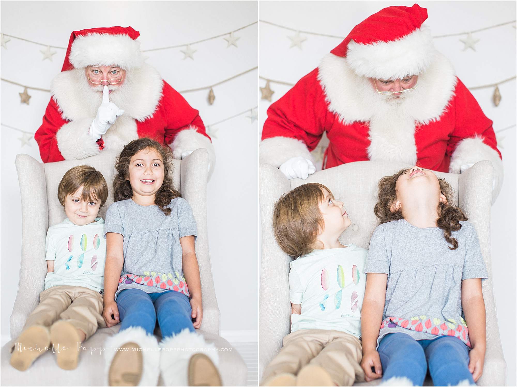 Santa sneaking up on children