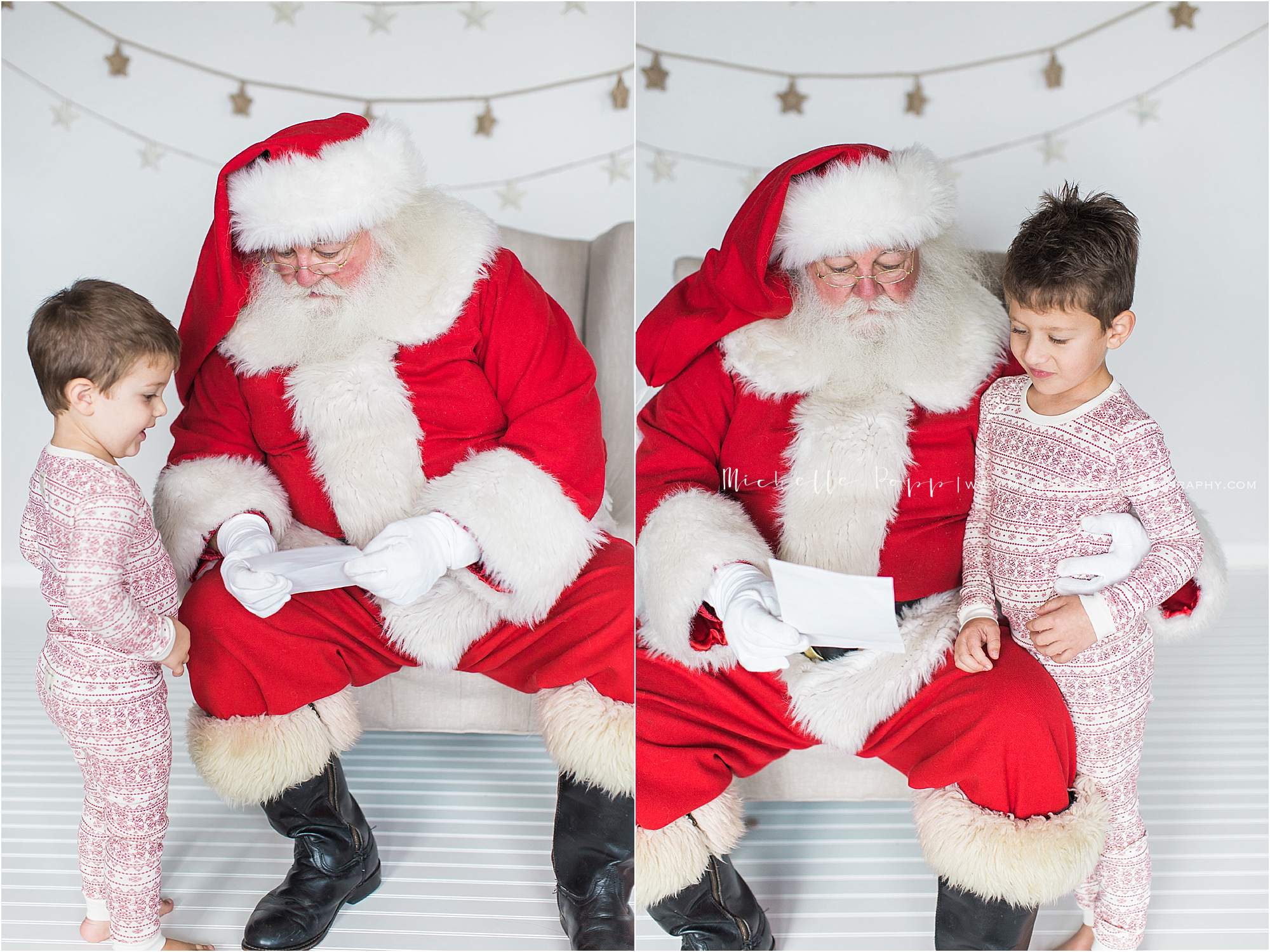 boy holding Santa hands