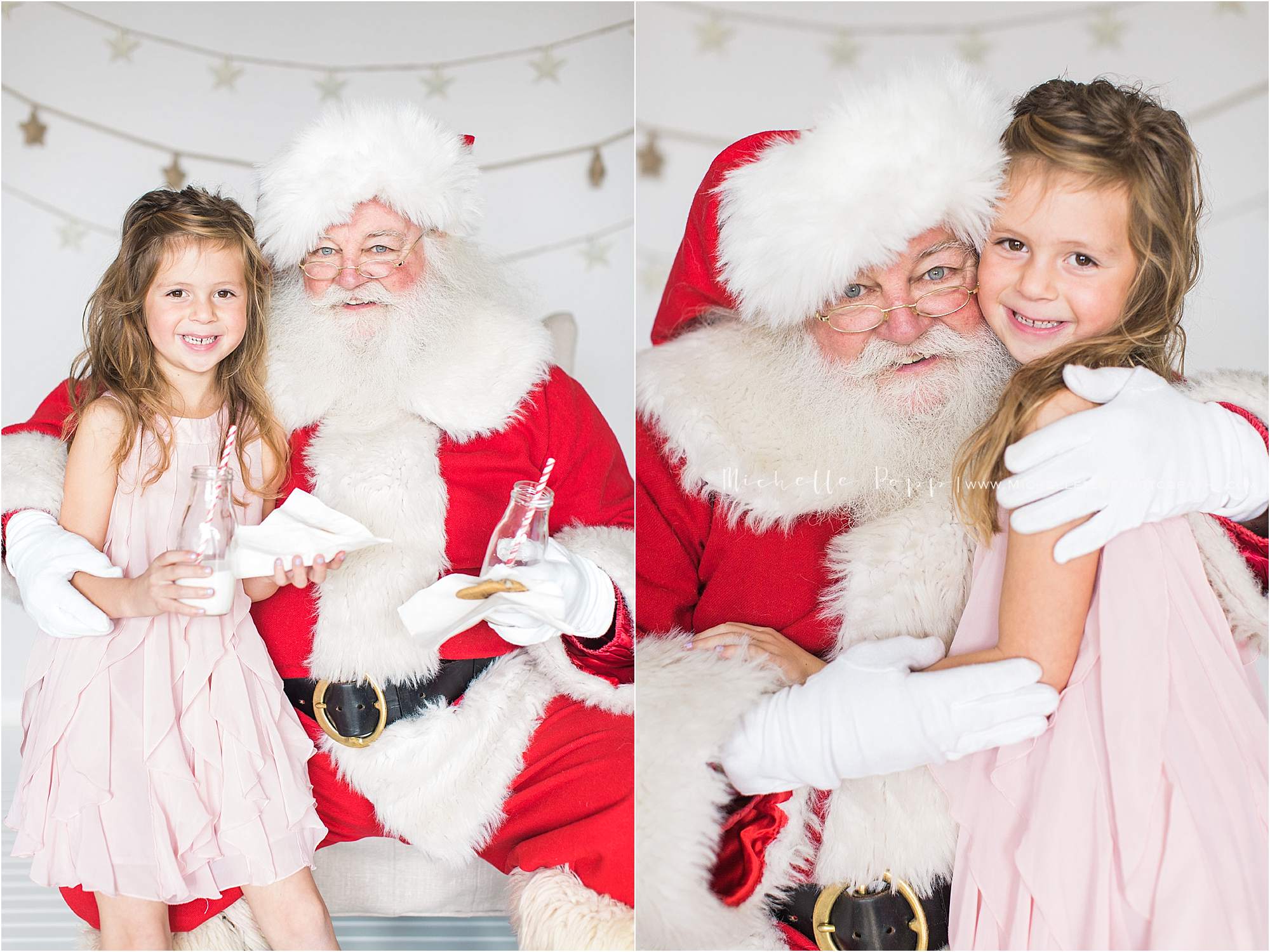 little girl hugging Santa