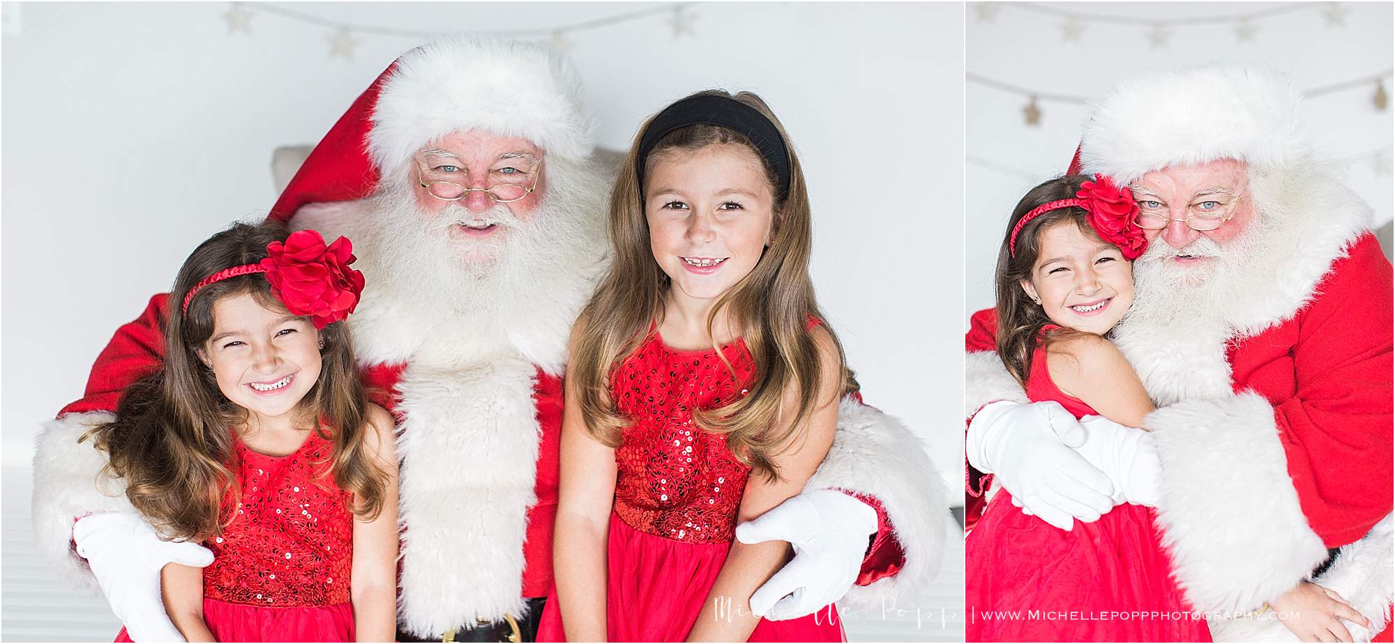 little girls smiling on Santa's lap