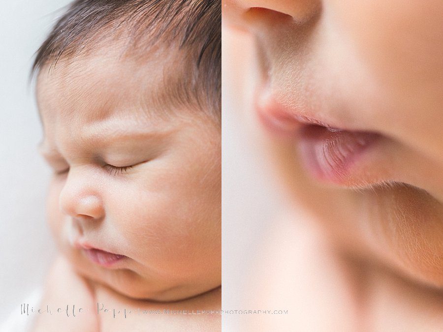 macros shot of baby lips and side profile