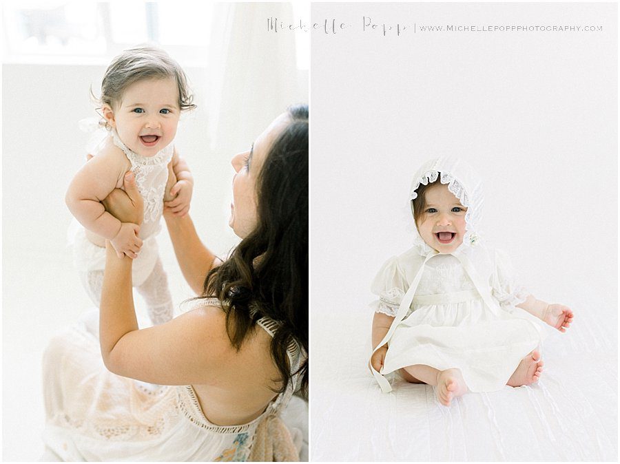 pictures of a smiling baby girl and her mother in San Diego