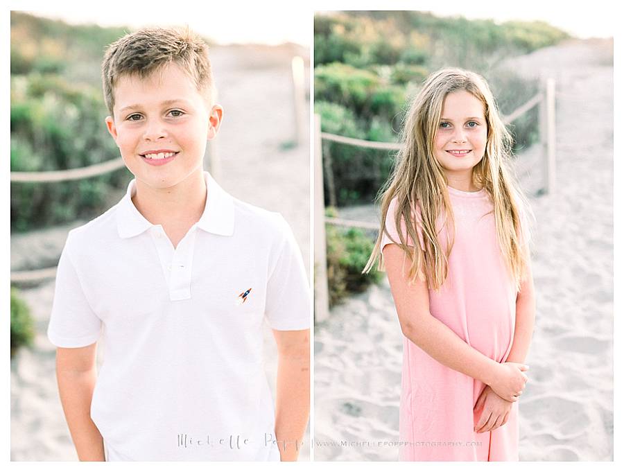 twin boy and girl smiling at camera