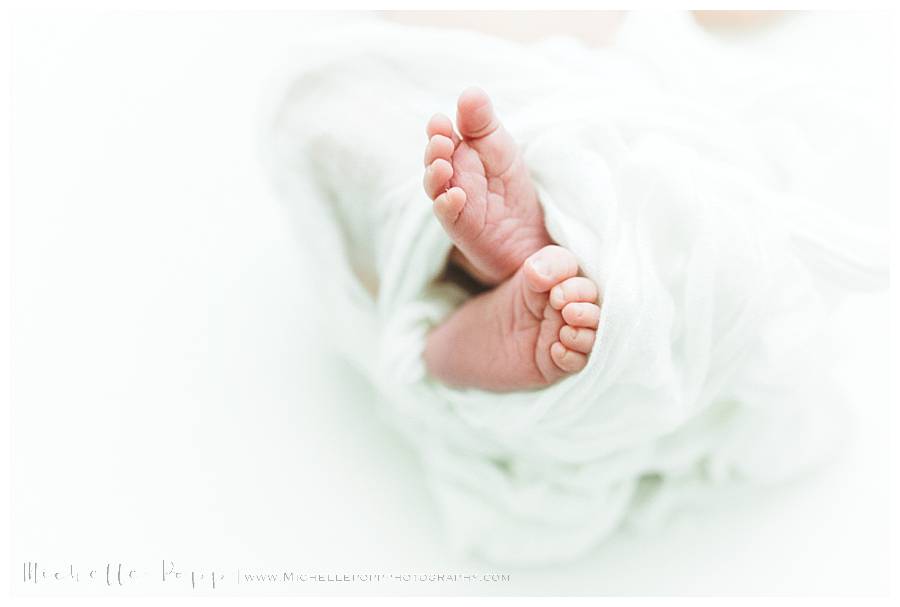 close up of newborn baby toes