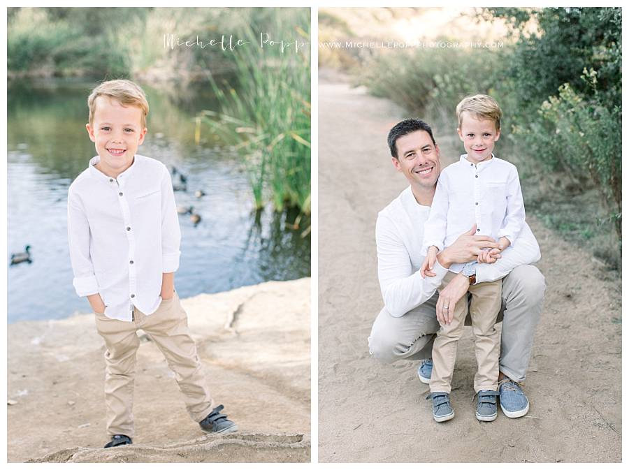 toddler boy and dad smiling