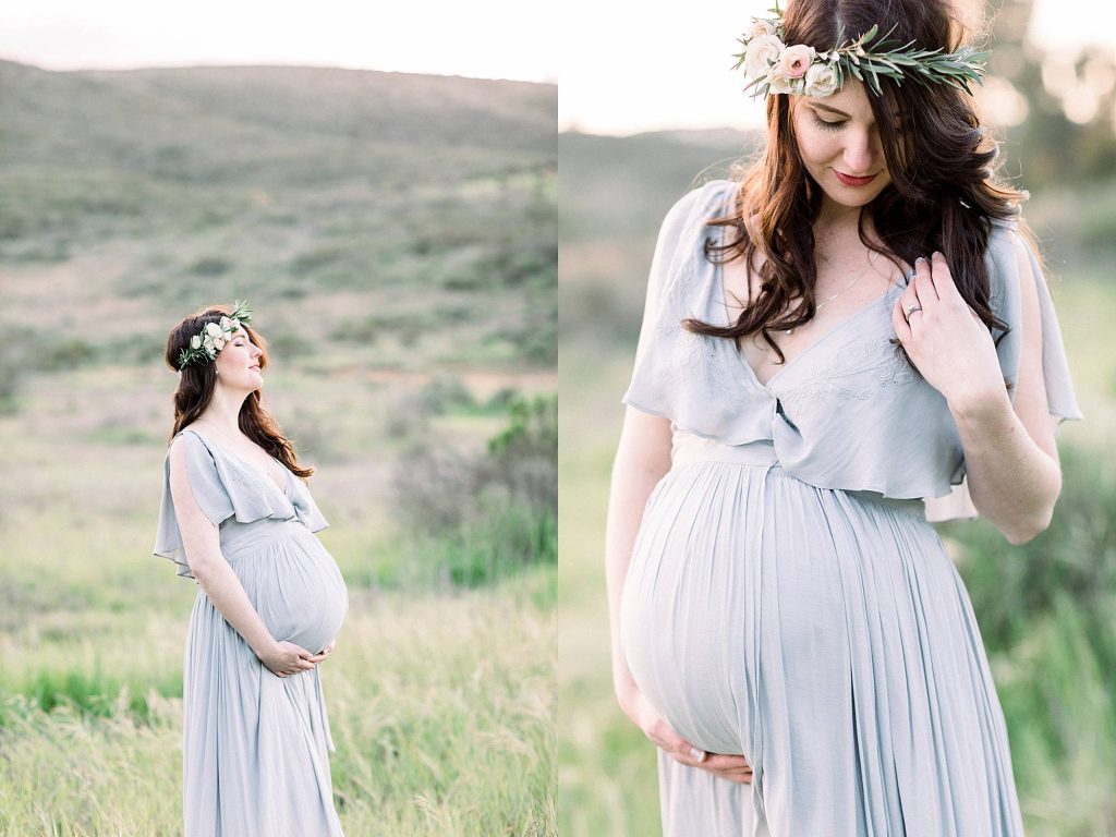 outdoor maternity photo in field