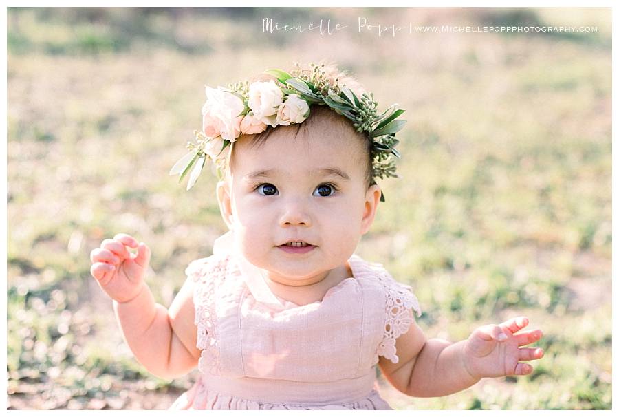 baby girl with floral crown