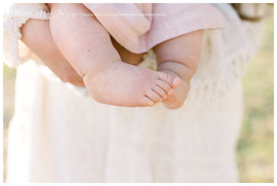 close up of baby's feet