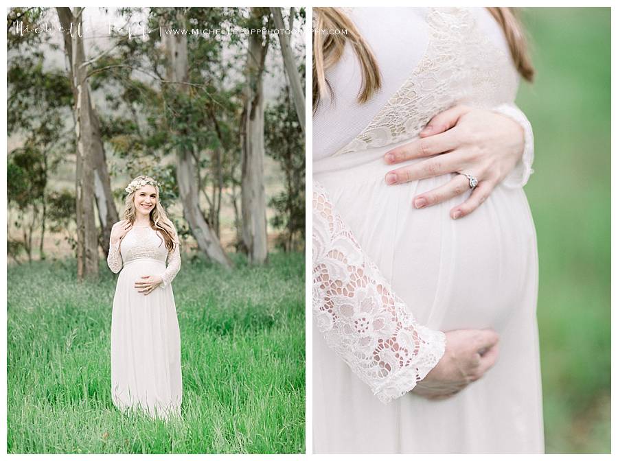 pregnant woman in a green field