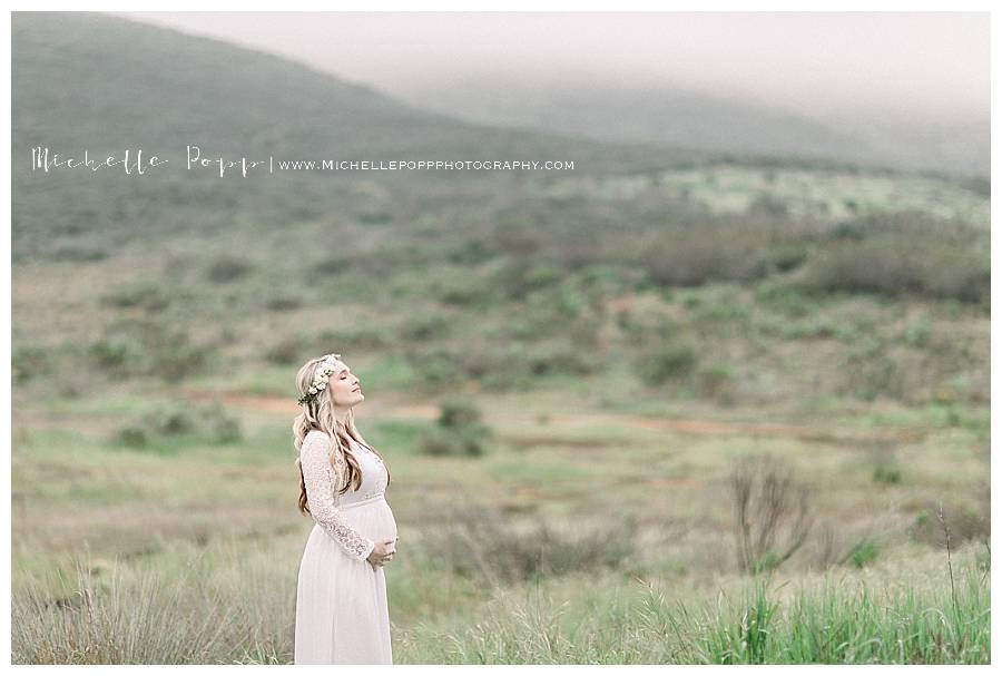 woman in a white dress in field