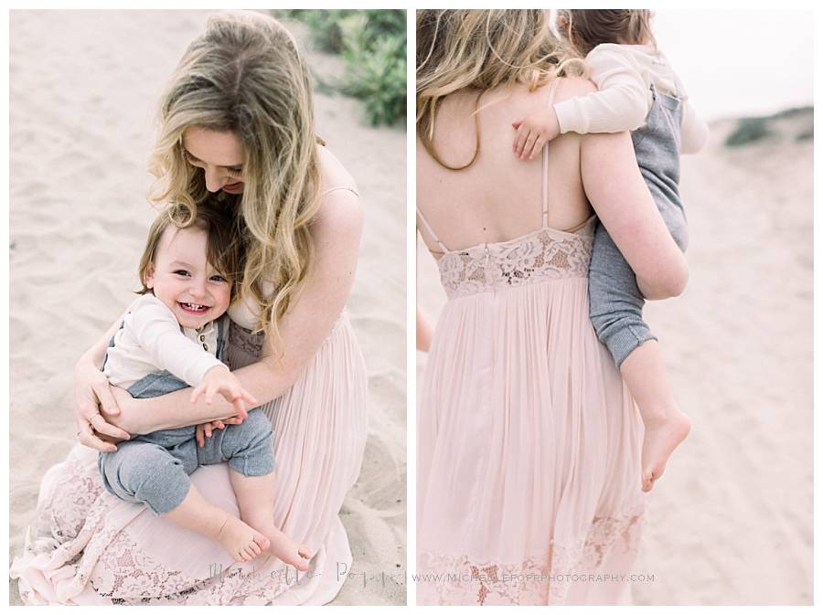 mom and son laughing