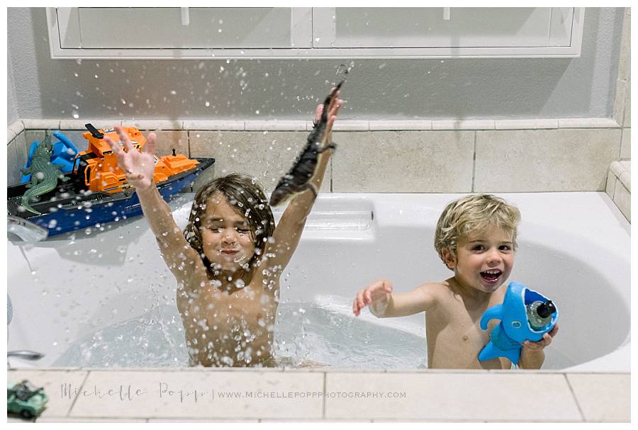 boys taking a bath