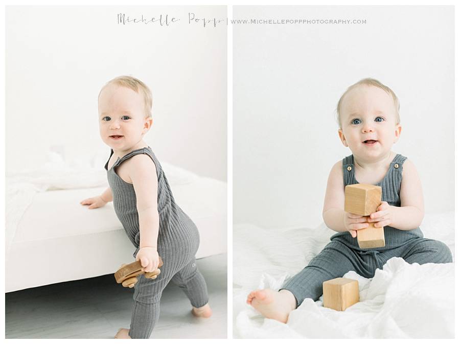 toddler boy playing with blocks