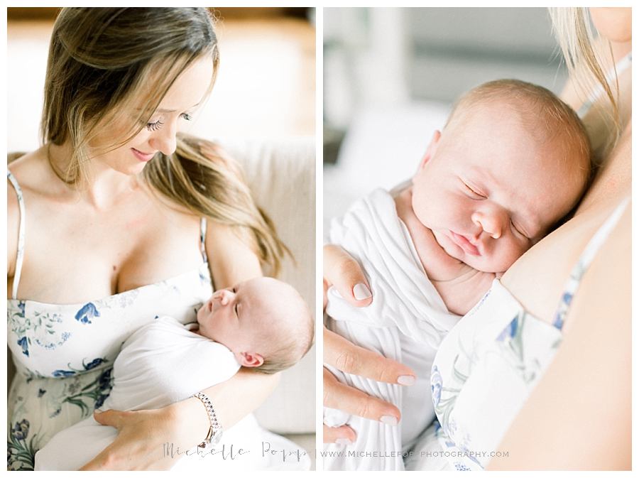 mom holding newborn baby boy