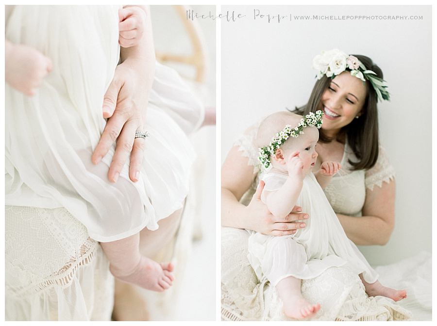 mama and little baby in flower crowns