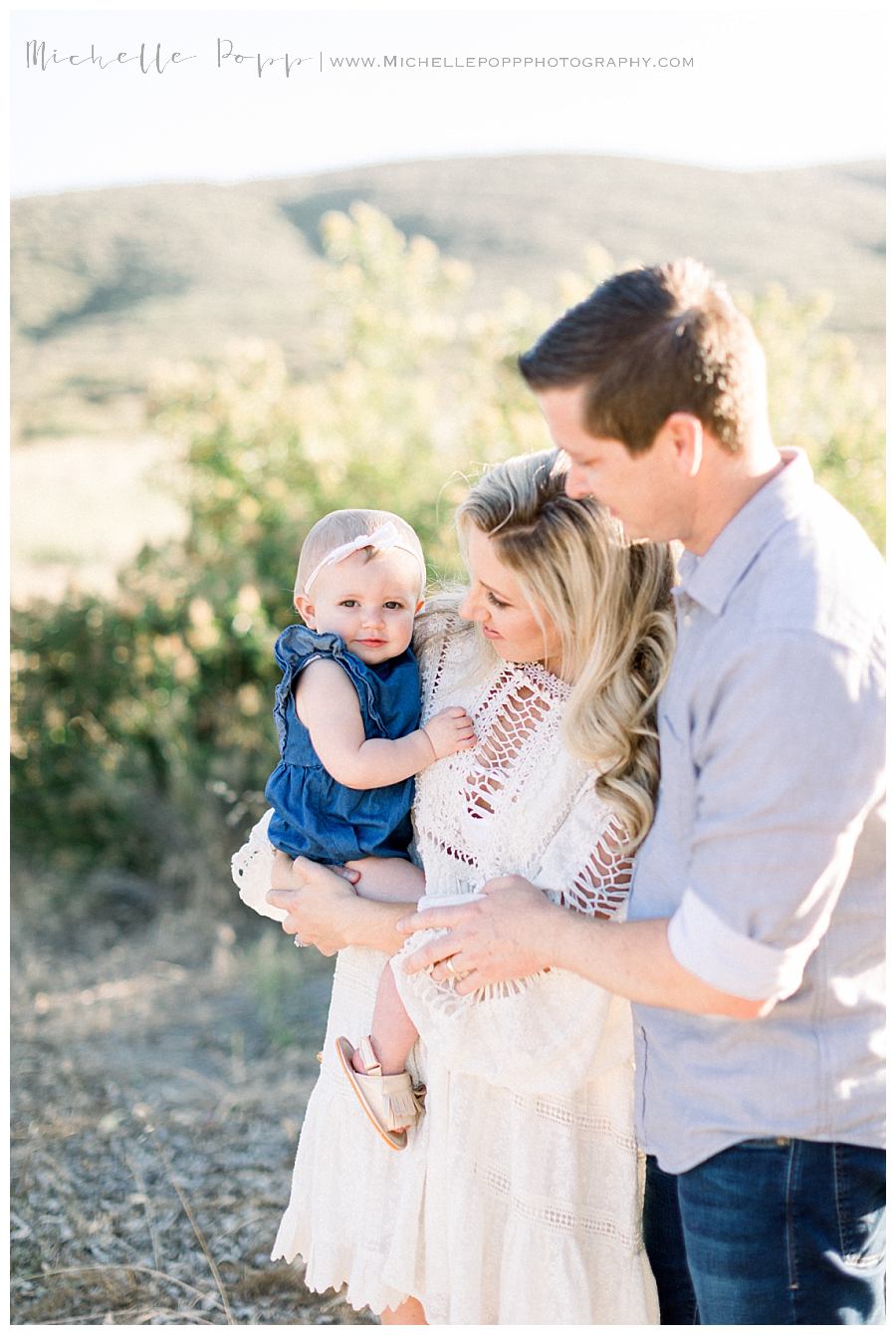 family of three in field