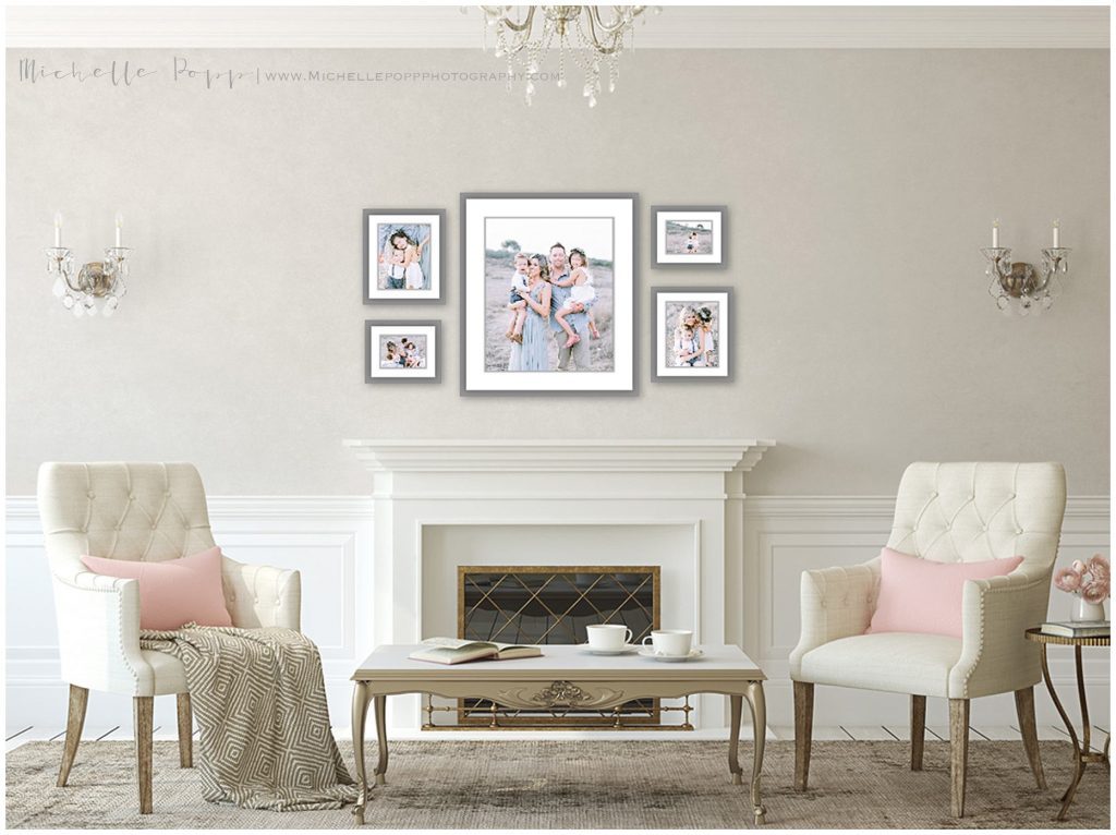 Creating Heirloom Artwork gallery wall living room design