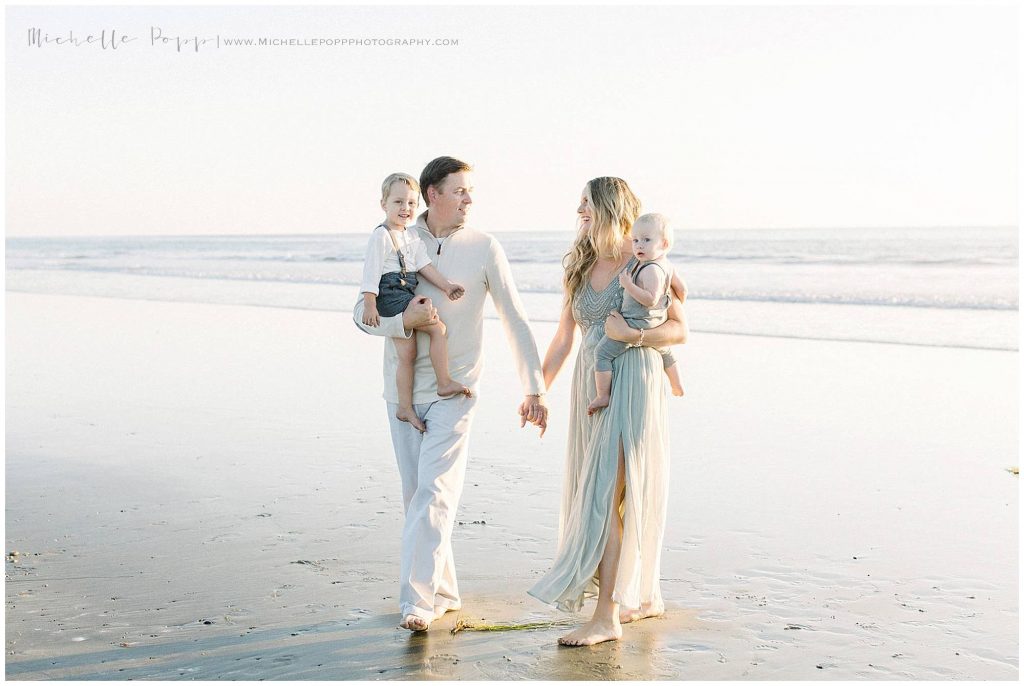 family of four beach photo session